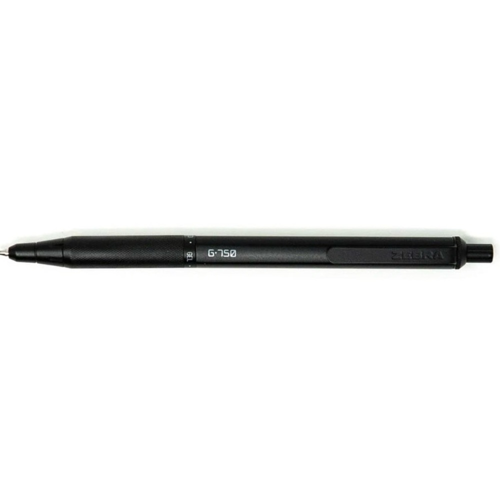 Zebra G-750 Premium Metal Barrel Retractable Gel Pen, Knurled Grip, Black